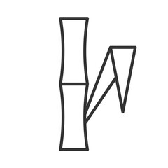 Bamboo stem with leaf line icon. Exotic forest plant. Oriental flora exploration. Tropical tree cultivation. Isolated vector illustration. Outline symbol. Simple linear drawing. Editable stroke
