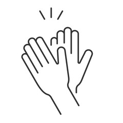 Applause line icon. Hands clapping for support. Greeting and graceful hand gesture. Non verbal communication. Isolated vector illustration. Outline symbol. Simple linear drawing. Editable stroke