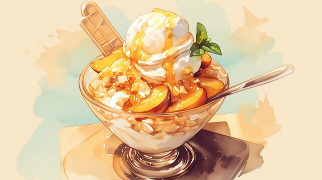 Peach Ice Cream Day, illustration