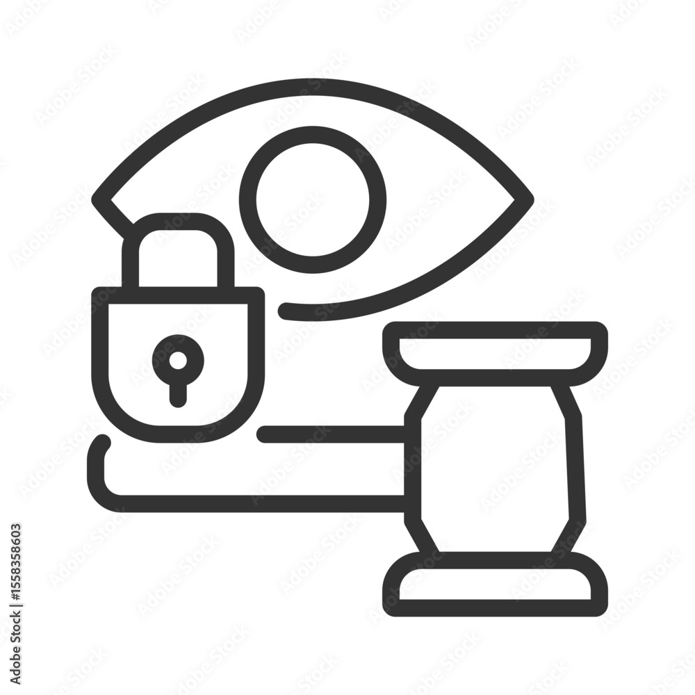 Poster right to privacy pixel perfect line icon. freedom from interference with family, home and correspond
