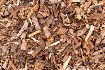 Biodegradable bark mulch used for gardening and landscaping