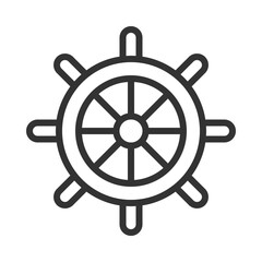 Obraz premium Helm pixel perfect line icon. Ship steering wheel. Vintage vessel equipment. Level for boat controlling. Isolated vector illustration. Outline symbol. Simple linear drawing. Editable stroke