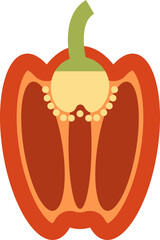 Poivron rouge coupé en deux