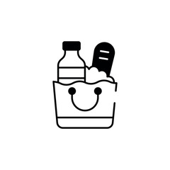 Grocery Bag icon design with white background stock illustration