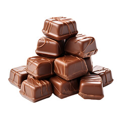 Obraz premium Chocolate praline candies stack isolated on transparent background