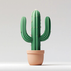 Vibrant Green Plant in Minimalist Studio Space, Illustration, Modern Viewpoint, Nature's Beauty