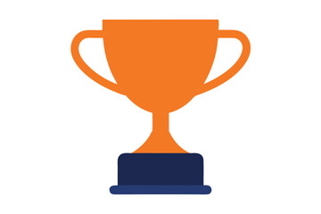 Simple orange trophy with dark blue base on white background