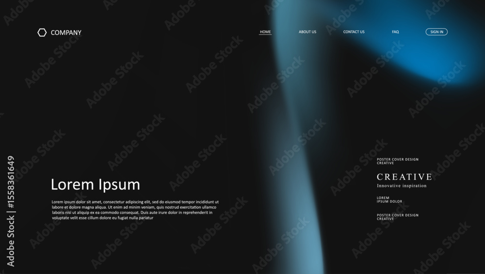 Poster abstract wave futuristic design of landing page. retro gradient mesh website design