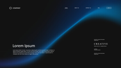 Abstract wave futuristic design of landing page. retro gradient mesh website design