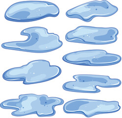 puddle set cartoon vector illustration