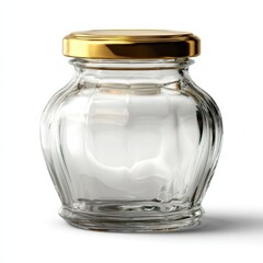 Elegant Empty Glass Jar with Gold Lid Perfect for Preserves Honey or Food Storage