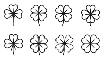 Simple black line clover icons