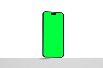 Green Phone Screen For Mockup. Isolated on white background