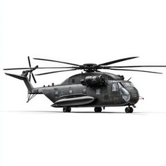 Powerful Military Sikorsky CH 53K King Stallion Helicopter Isolated on White Background
