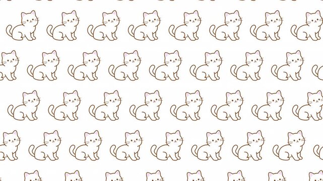 seamless animated loop background featuring cute minimalist cat illustrations. Perfect for kids content, pet-themed videos, kawaii visuals, or social media backgrounds with a playful vibes