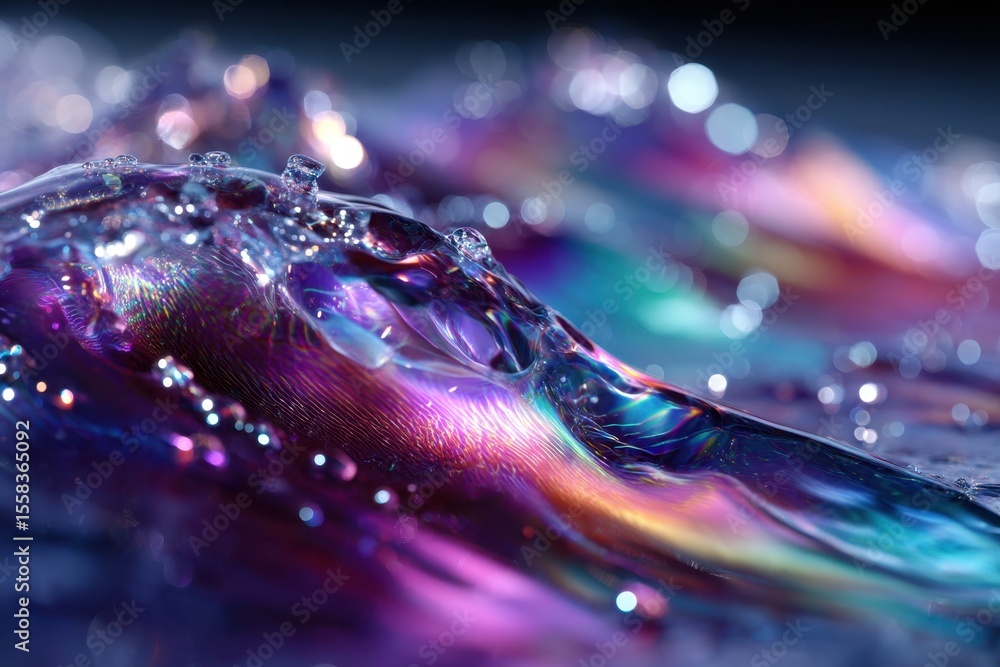 Poster colorful water waves create a mesmerizing display of light and texture under soft illumination