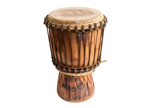 native hand-made drum for music isolated on white or transparent png