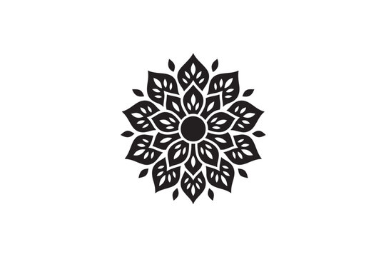 Chameli Mandala silhouette on white background.01