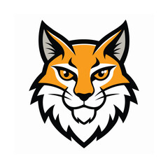Fototapeta premium Orange bobcat head mascot logo on white background