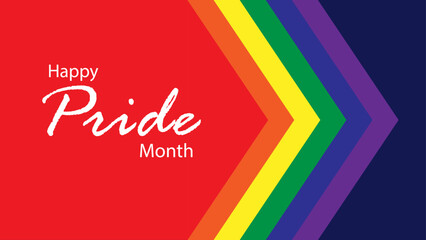 Happy pride month LGBTQ flag colors with arrow shapes