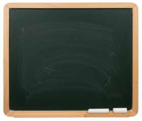 Blank chalkboard with wooden frame and chalk for education concept  