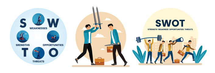 SWOT analysis graphics concept. SWOT Business strength and weakness analysis. SWOT Elements.