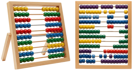 Wooden abacus with colorful beads for teaching and learning mathematics  