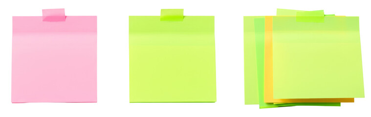 Colorful sticky notes in pink and green for organizational purposes  