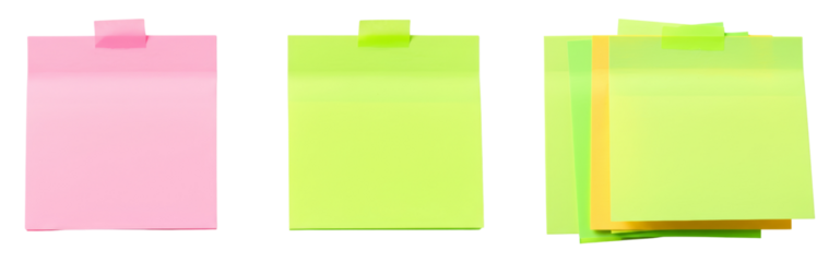 Colorful sticky notes in pink and green for organizational purposes  