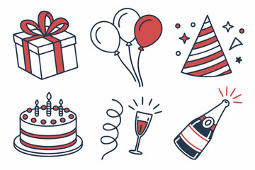 Obraz premium a-set-of-16-event-icons---party--cake--balloons-