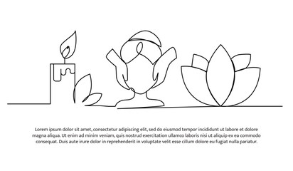 Naklejka premium Continuous line design of facial care spirituality method. Single line decorative element drawn on white.