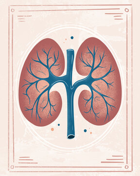 Illustration of kidneys with a stylized design for medical education