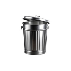 Empty metal trash can or garbage bin isolated on white background
