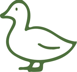 Naklejka premium Minimal Duck Line Logo with Clean Green Outline and Playful Simplicity