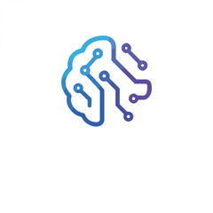 AI Brain Circuit Logo with Neural Tech Grid in Blue Gradient