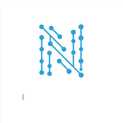 Digital Network “N” Logo with Tech Grid Dot Pattern