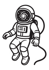 Surreal illustration of an astronaut floating in space with a swirling galaxy inside the helmet, blending sci-fi and mystery.