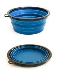 Collapsible blue pet bowl: essential for travel & outdoor adventures  portable silicone dish for dogs, cats, and animals on walks, hikes, and camping Ttrips