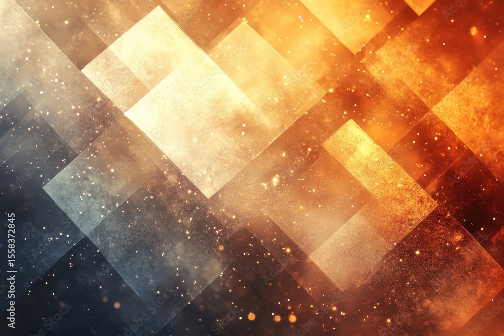 Poster abstract geometric design with warm tones and textured layers creating a dynamic visual experience