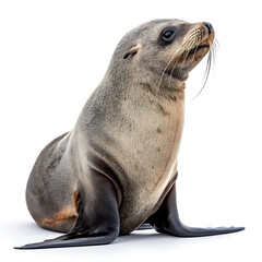 Naklejka premium A Seal is posing in a straightforward manner, isolated on a white background.