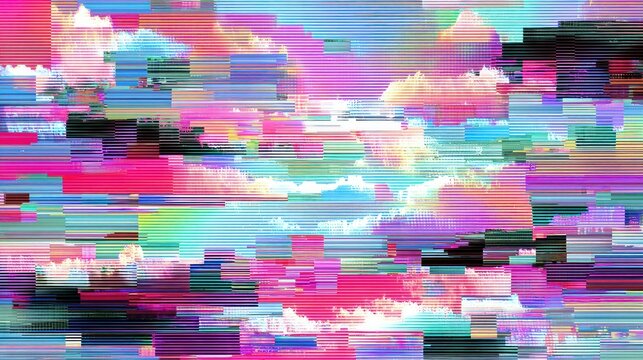 Abstract colorful glitch pattern with databending aesthetic