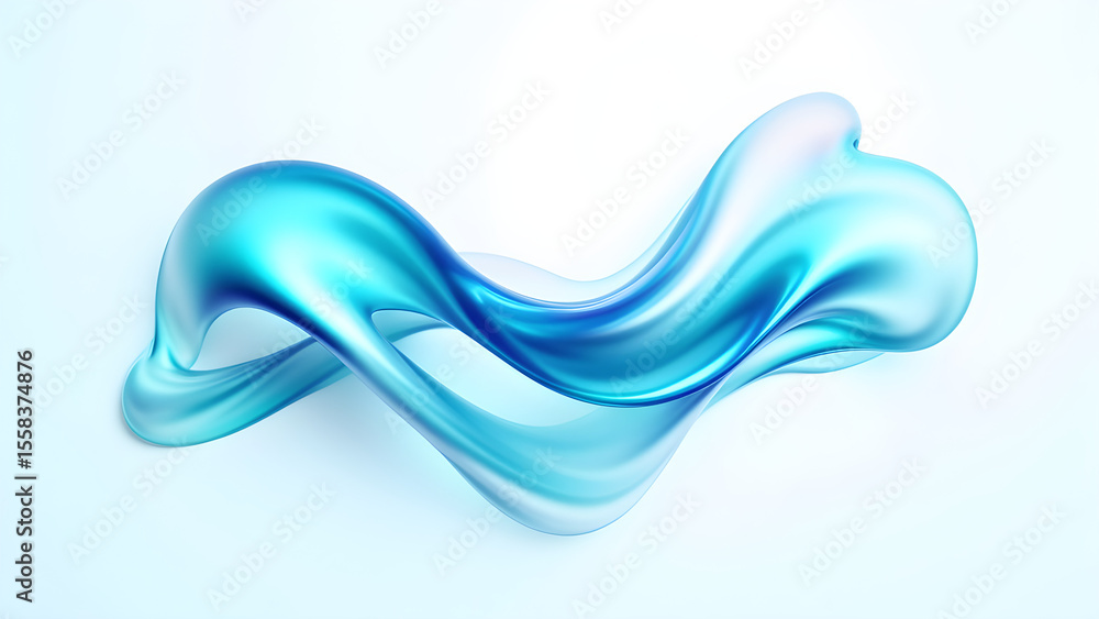 Poster abstract fluid shape in cool blue tones, isolated on a blank surface. modern design element.