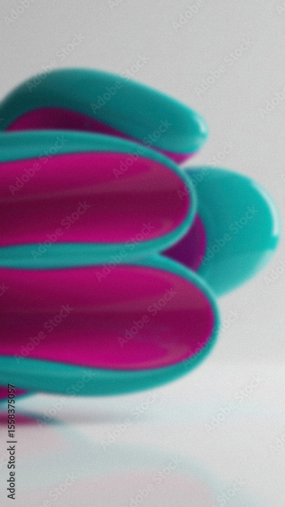 Aufkleber abstract blur of teal and magenta ovoid shapes stacked on a white surface creating soft curves and s