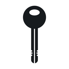 Simple key icon with a ring and a symbol of access, isolated on white, vector key with keyring design for security or unlocking icon
