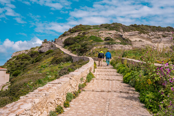 Hiking trail near Bonifacio with scenic views of nature and rocky Corsican landscape