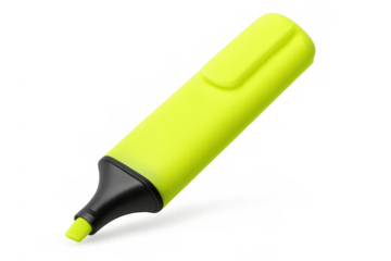 Yellow highlighter pen isolated on transparent background, perfect for creative projects and graphic design