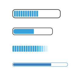 Blue loading bar in progress, vector illustration of installation process, loading step for system or software update, installation progress icon