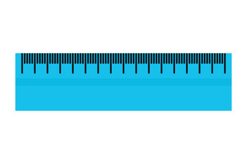 Ruler scale icon, measuring tool with blue background, vector illustration of a measurement scale for precision, length, or dimension icon