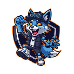 Cyberpunk Fox Mascot  Futuristic Digital Art Illustration