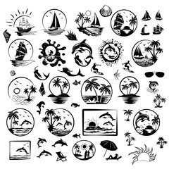 Summer Scene Bundle 50, Hand Drawn Vector Illustration
